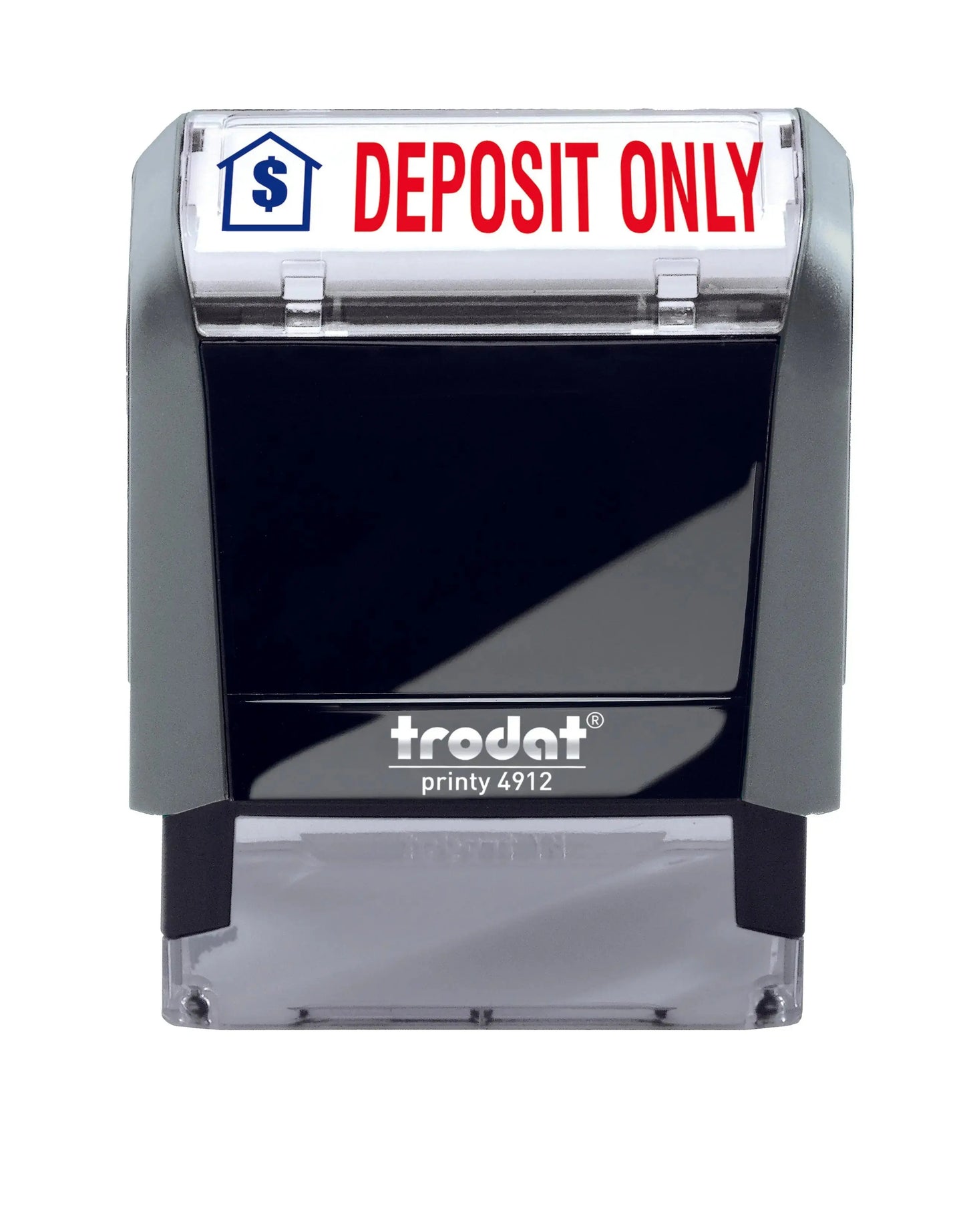 Trodat stamp with 'DEPOSIT ONLY' text on a white background