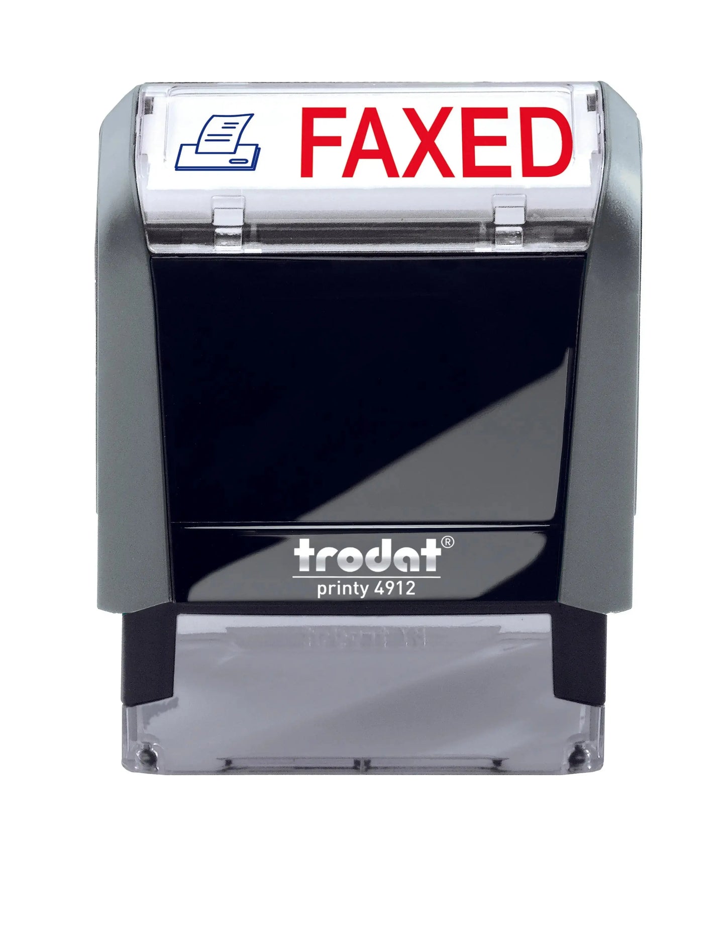 Trodat self-inking stamp with 'FAXED' text on a white background