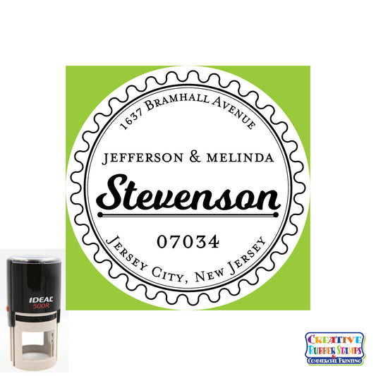 Stevenson Personalized Round Self-Inking Address Stamp