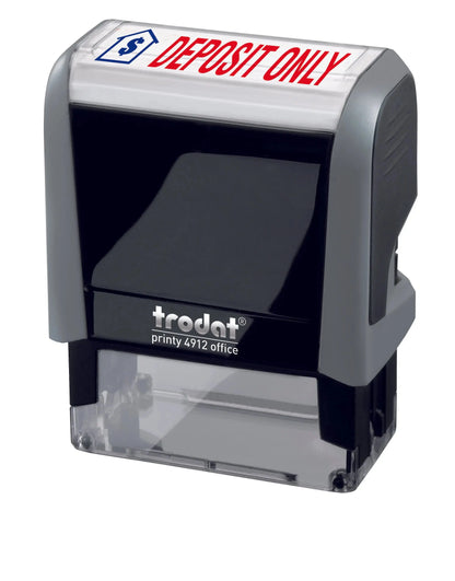 Gray stamp with 'DEPOSIT ONLY' text on a white background
