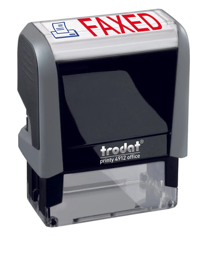 Trodat self-inking stamp with 'FAXED' text on a white background