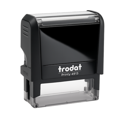 Black Trodat stamp on a white background