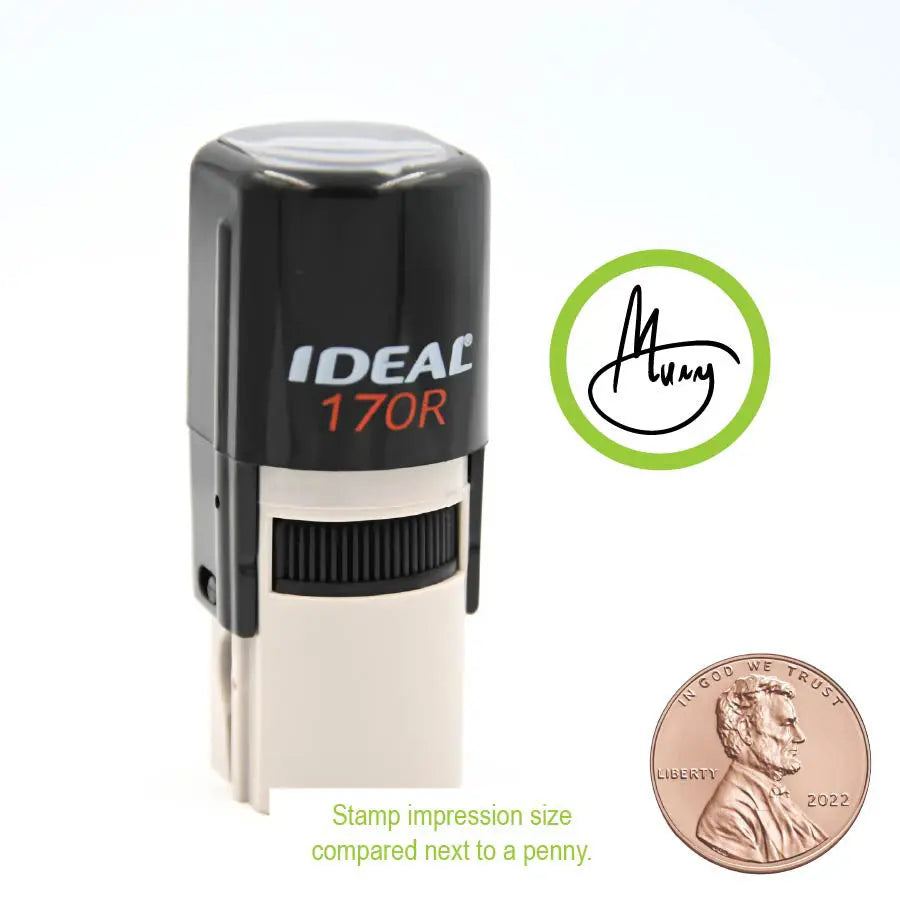 Round Custom Initial Signature Self inking Stamp