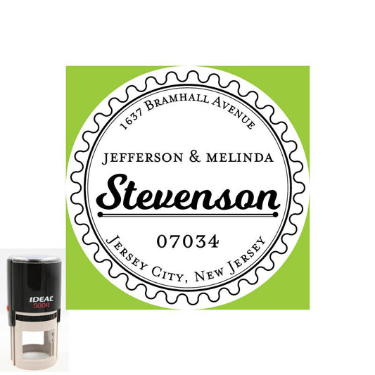 Stevenson Personalized Round Self-Inking Address Stamp