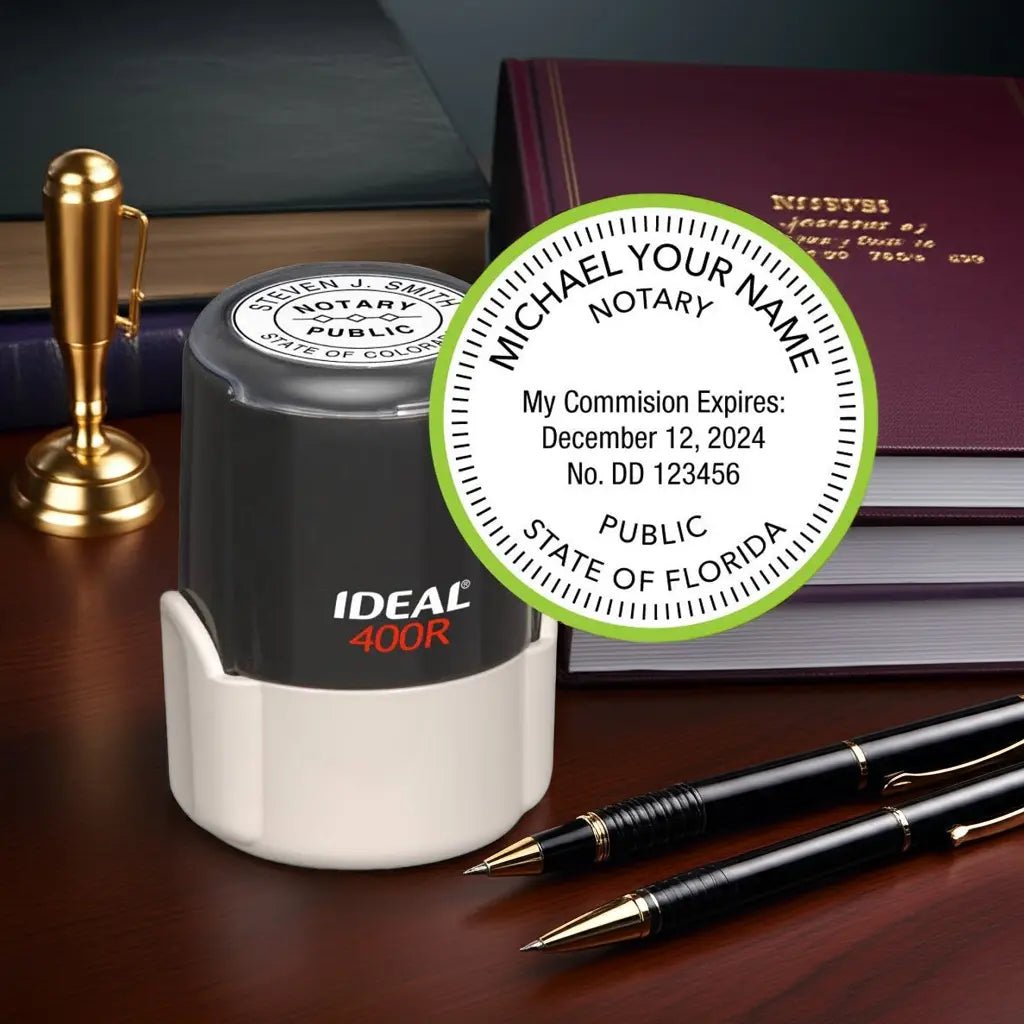 Florida Notary Public Round Self - Inking Rubber Stamp - Creative Rubber Stamps