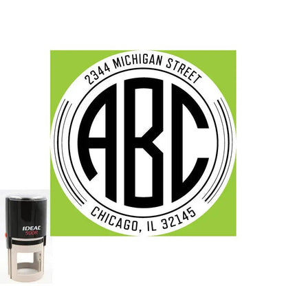 Personalized Address ABC Monogram Round 2" Custom Stamp - Creative Rubber Stamps