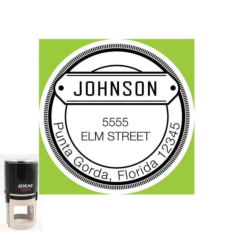 Personalized Address Johnson Round 2" Custom Stamp - Creative Rubber Stamps