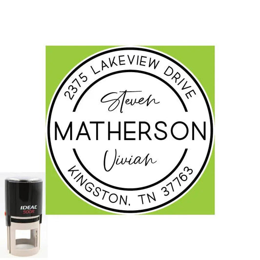 Personalized Address Matherson Round 2" Custom Stamp - Creative Rubber Stamps