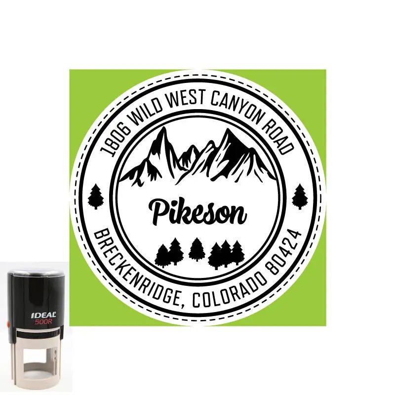 Personalized Address Pikeson Round 2" Custom Stamp - Creative Rubber Stamps