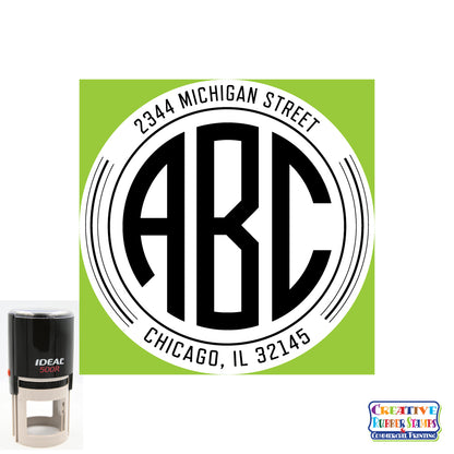 ABC Mongram Personalized Round Self-Inking Address Stamp
