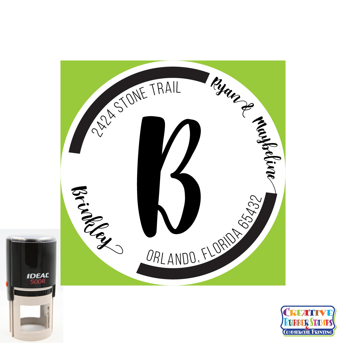 Brinkley Circle Self-Inking Address Stamp