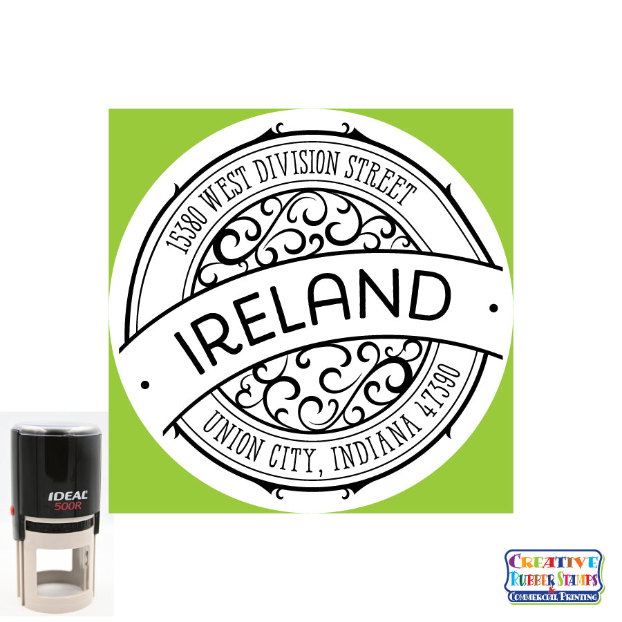 Ireland Personalized Round Self-Inking Address Stamp