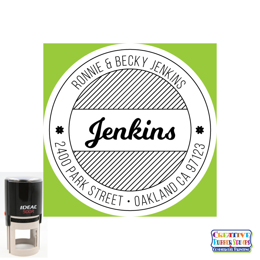 Jenkins Personalized Round Self-Inking Address Stamp