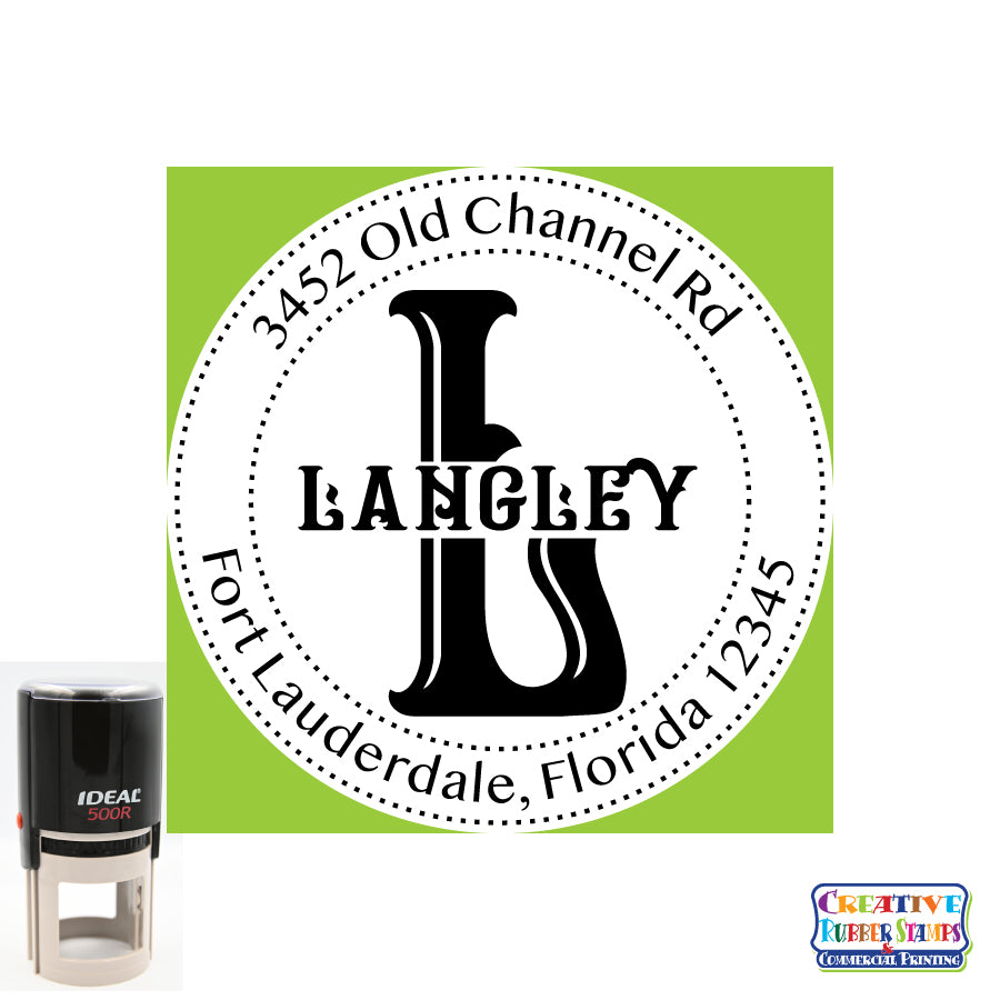 Langley Personalized Round Self-Inking Address Stamp