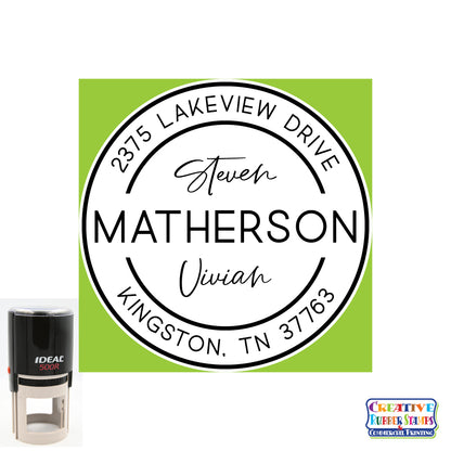 Matherson Personalized Round Self-Inking Address Stamp