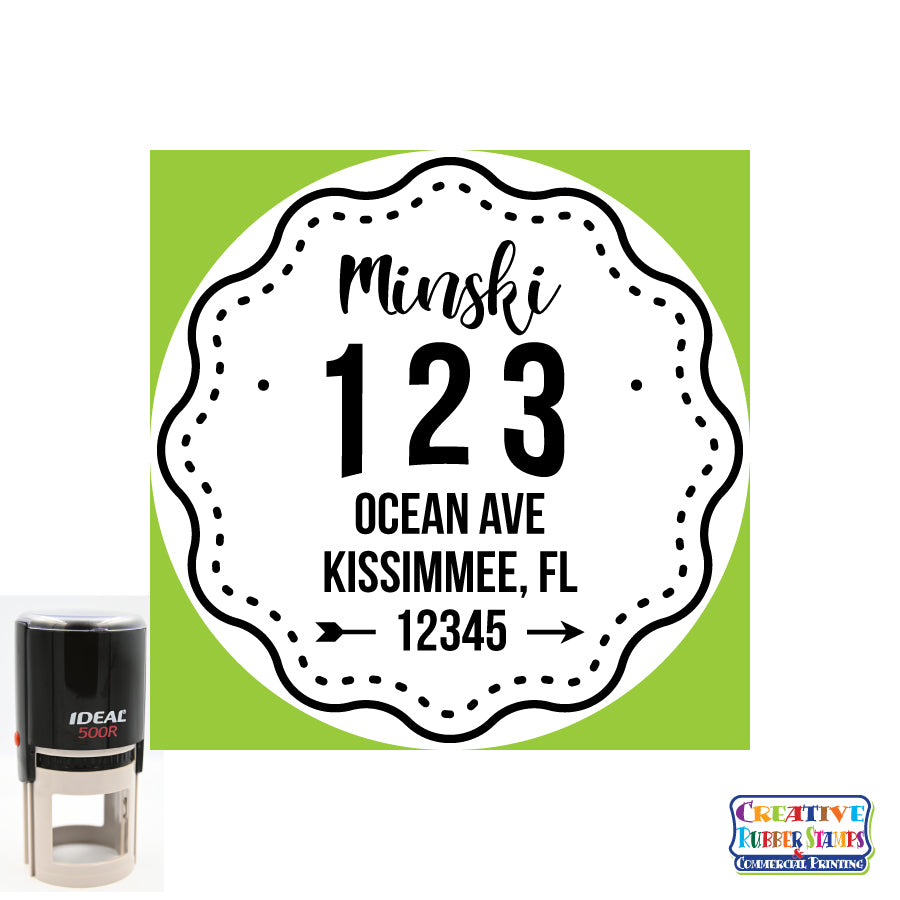 Minski Personalized Round Self-Inking Address Stamp